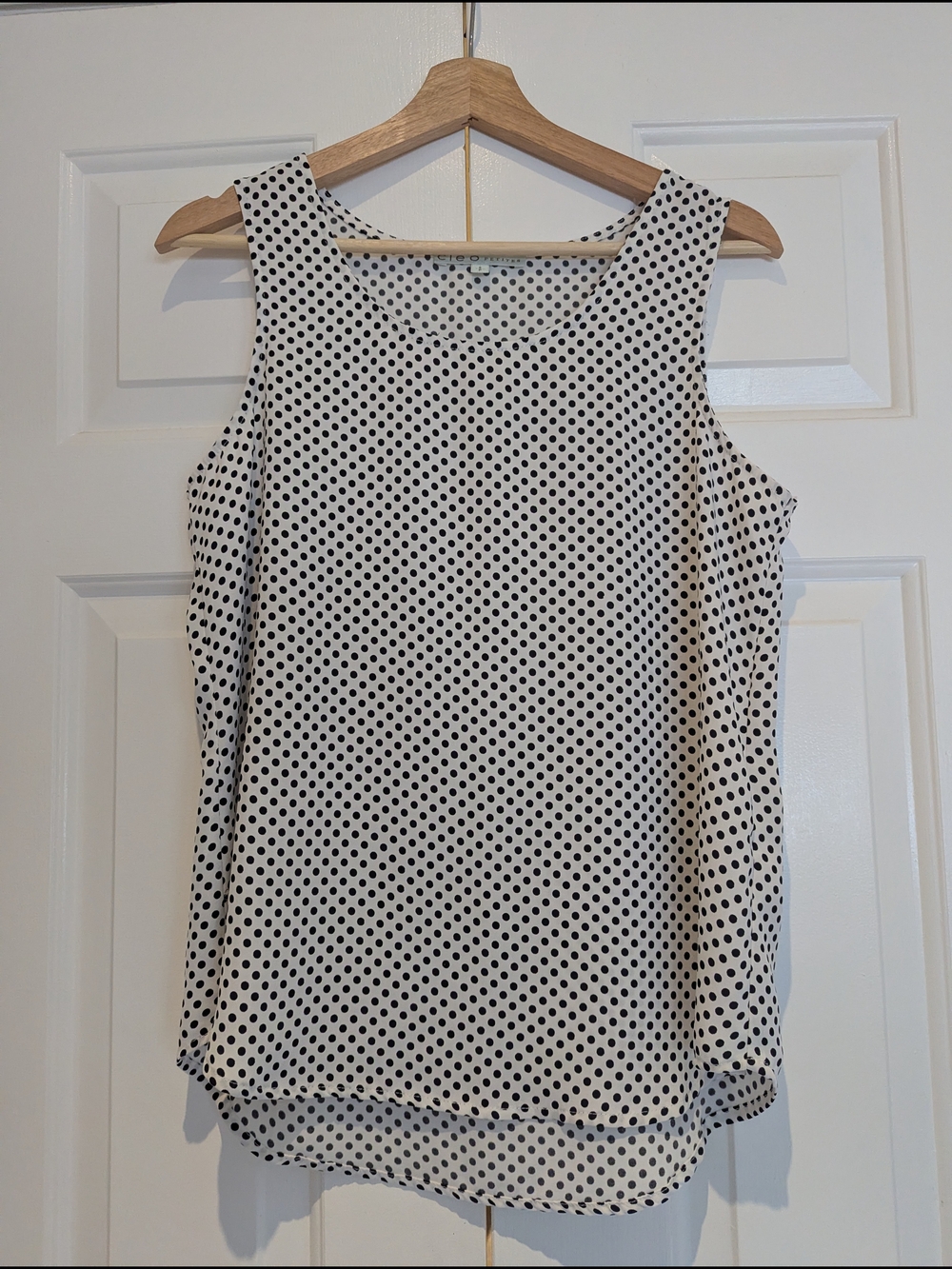 Cleo Black Polka Dot on White Camisole Vest Tank Top Retro Pinup Coastal Y2K 90s